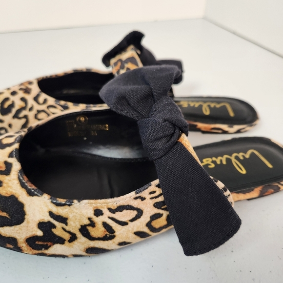 Lulu's Macey Leopard Suede Pointed Toe Bow Mules Flats Slip On Shoes Size 9 - Picture 4 of 7